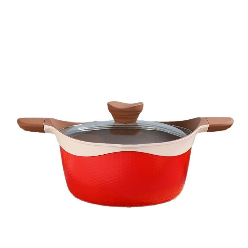 Nonstick Aluminum Casserole  Frying Pan Set – Induction Ready, Glass Lid  Heat-Resistant Silicone Handle 1