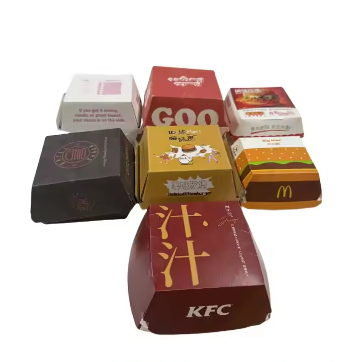 Custom Disposable Oil-Proof Cardboard Burger Holder  Wholesale Food Packaging 1