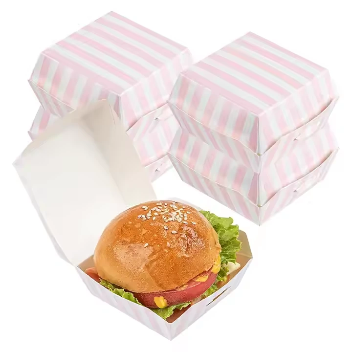 Custom Wholesale Eco - Friendly Disposable Hamburger Box  Fast Food Takeaway Packaging 1