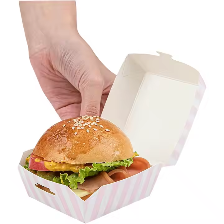 Custom Wholesale Eco - Friendly Disposable Hamburger Box Fast Food Takeaway Packaging 4