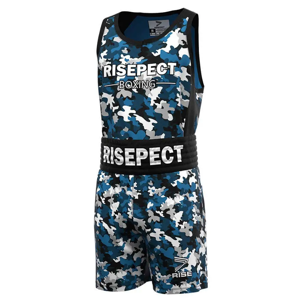 Camo Boxing Uniform Military-Inspired Design Boxing Blue Suit 1