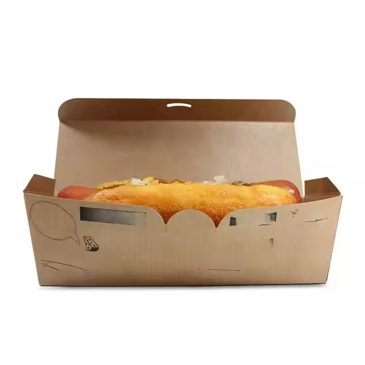 Customized logo Biodegradable Fast Food Takeaway Burger Paper Box Oil Resistant Paper Box 5