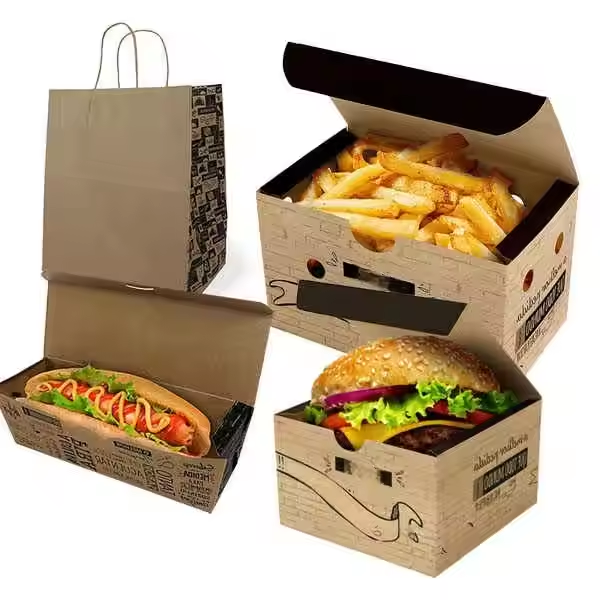 Customized logo Biodegradable Fast Food Takeaway Burger Paper Box Oil Resistant Paper Box 2