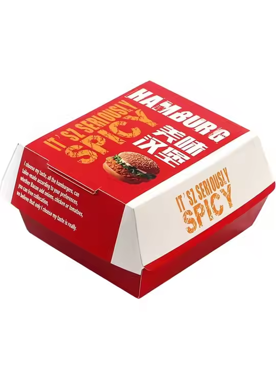 Customized Hamburger Box Printing Disposable Fast Food Grade Kraft Paper Packaging Container with Outer Paper 3