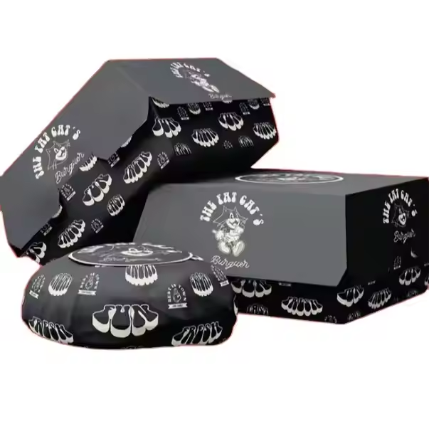 Custom Recyclable Kraft Burger Box  Wholesale Takeaway Multi Food Packaging 2