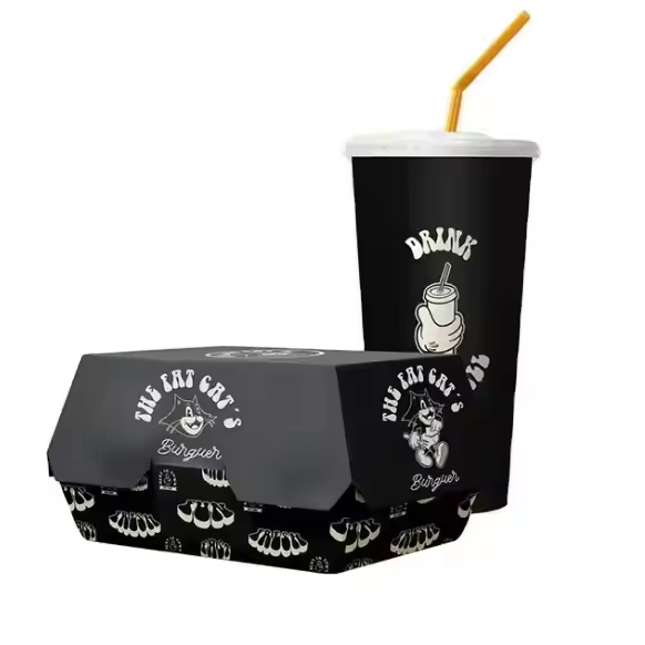 Custom Recyclable Kraft Burger Box  Wholesale Takeaway Multi Food Packaging 3