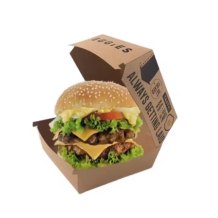 Custom Disposable Kraft Burger Box – Food-Grade Clam Shell Packaging 2