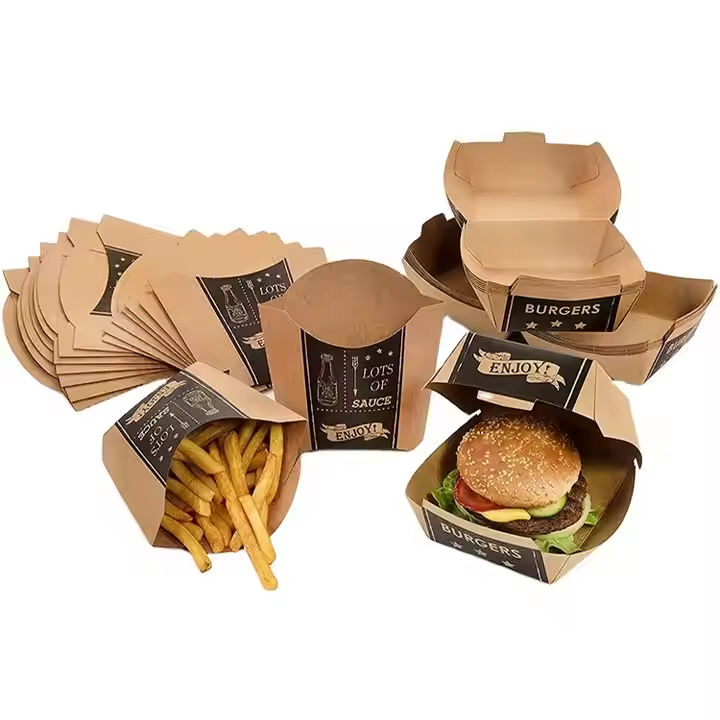 Custom Disposable Kraft Burger Box – Food-Grade Clam Shell Packaging 4