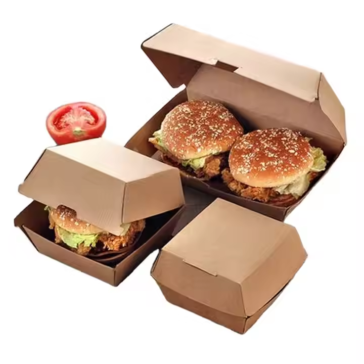 Custom Disposable Kraft Burger Box – Food-Grade Clam Shell Packaging 5