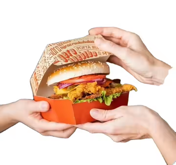 Custom Disposable Kraft Burger Box – Food-Grade Clam Shell Packaging 7
