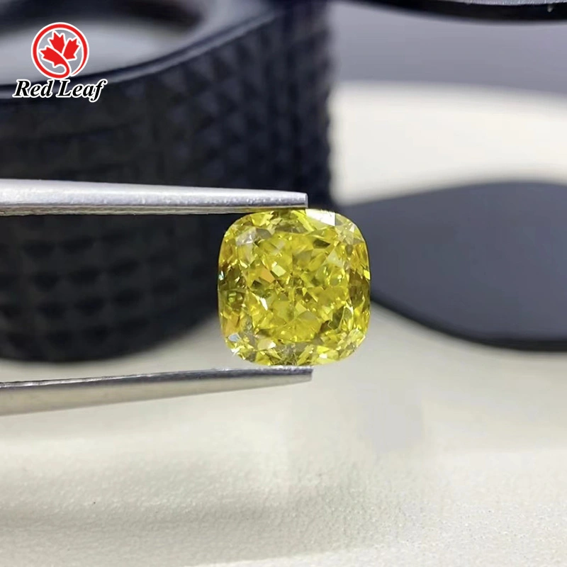 Redleaf Cushion Cut Fancy Yellow Lab Grown Diamond Wholesale CVD HPHT Lab Diamond IGI Certificate 1