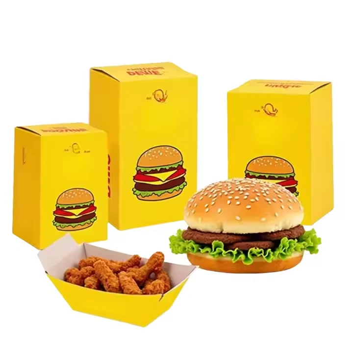 Custom Printed Disposable Kraft Burger Box  Multi-Food Takeaway Packaging 1