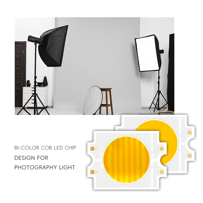 Bi-color Film Lighting Ultra Brightness Ra95 Warm + Cool White CRI>95Ra Dual Color 300W+300W COB LED Chip 5