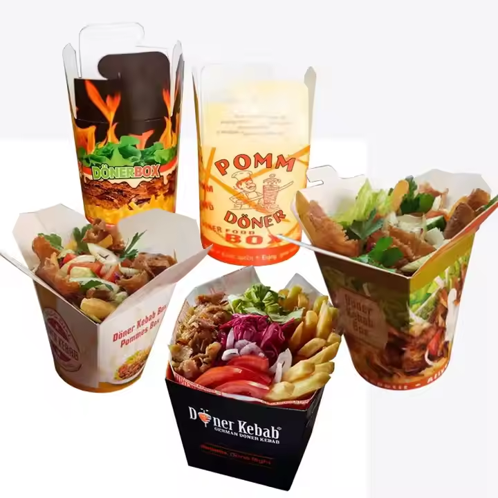Custom Printed Kraft Burger Box  Chip Holder  Eco-Friendly Fast Food Packaging 6