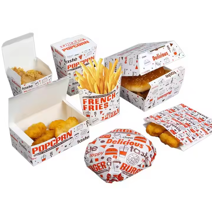 Custom Printed Kraft Burger Box  Chip Holder  Eco-Friendly Fast Food Packaging 7