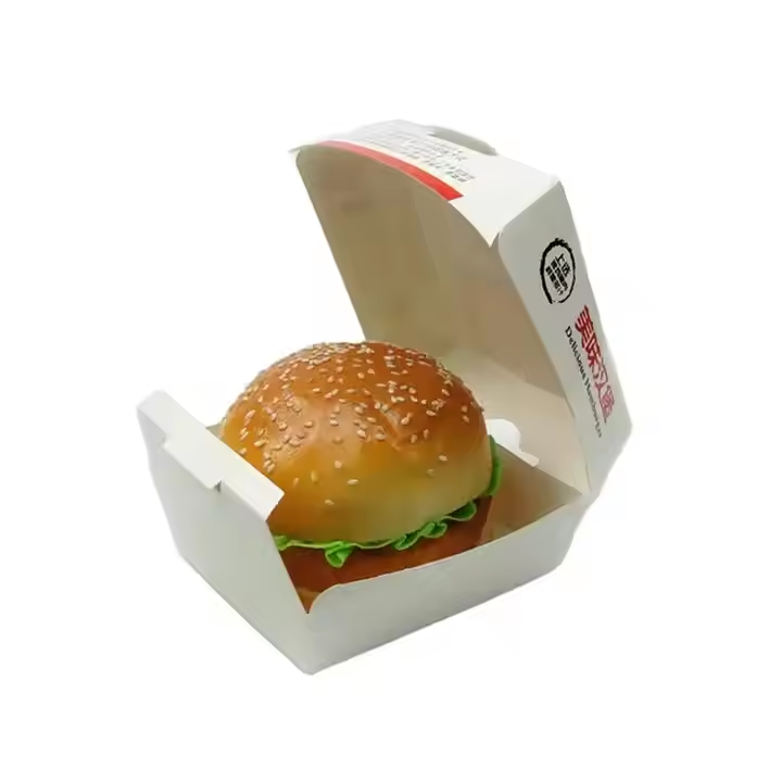 Custom Logo Recyclable Kraft Burger Box Disposable Fast Food Takeaway 7
