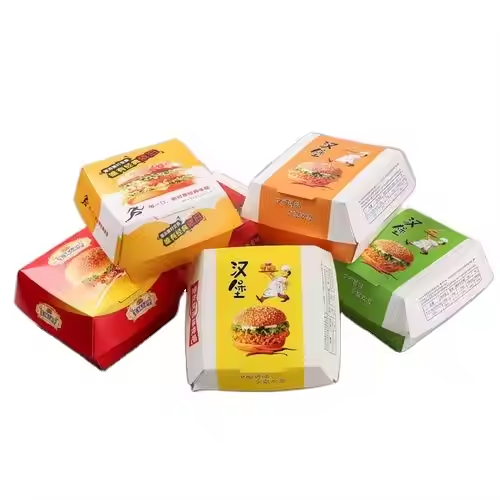 Custom Logo Recyclable Kraft Burger Box Disposable Fast Food Takeaway 6