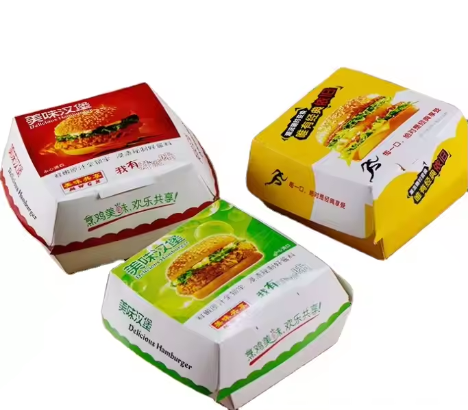 Custom Logo Recyclable Kraft Burger Box Disposable Fast Food Takeaway 5