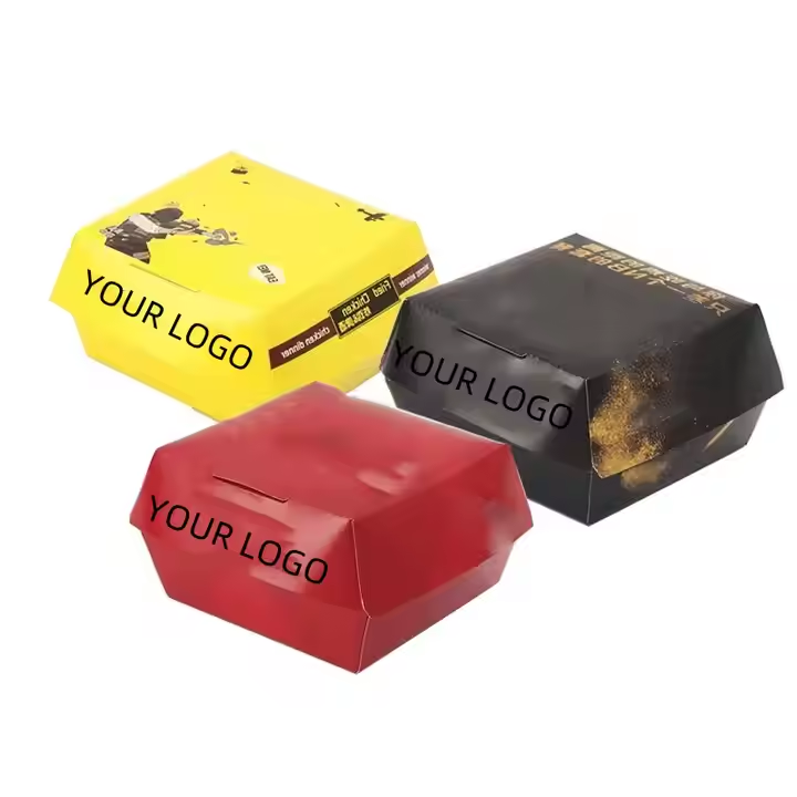 Custom Logo Recyclable Kraft Burger Box Disposable Fast Food Takeaway 4