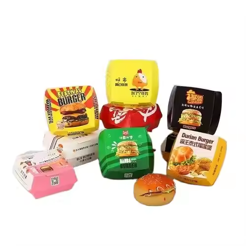 Custom Logo Recyclable Kraft Burger Box Disposable Fast Food Takeaway 2