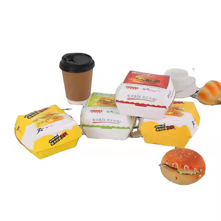 Custom Logo Recyclable Kraft Burger Box Disposable Fast Food Takeaway 3