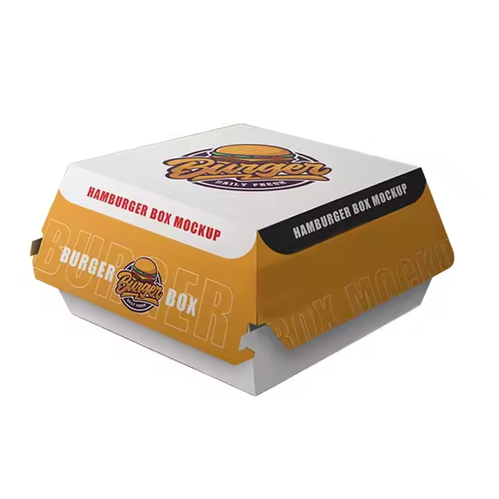 Eco-Friendly Custom Printed Kraft Burger Box  Disposable Fast Food Takeaway 6