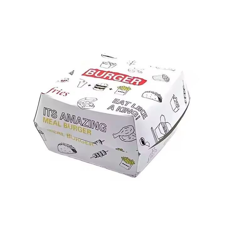 Eco-Friendly Custom Printed Kraft Burger Box  Disposable Fast Food Takeaway 5