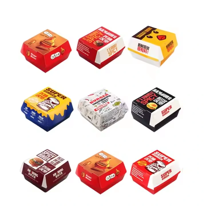 Eco-Friendly Custom Printed Kraft Burger Box  Disposable Fast Food Takeaway 1