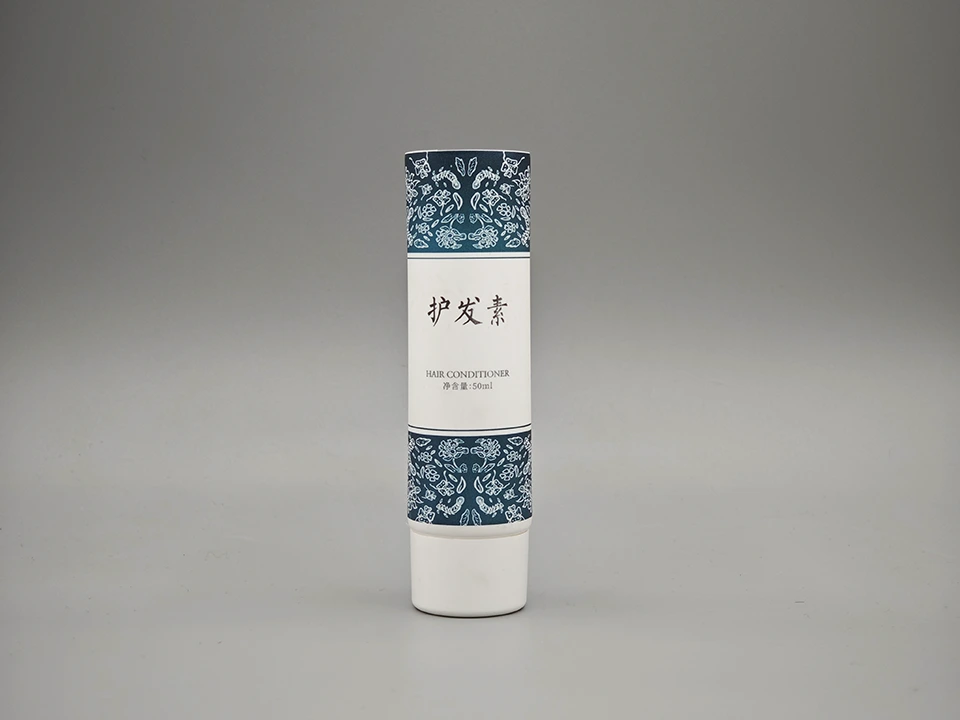 Tube de revitalisant capillaire en papier composite PE, bouchon à vis blanc, emballage écologique 1
