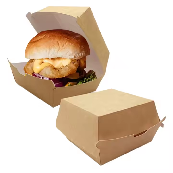 Wholesale Custom Biodegradable Kraft Burger Box Disposable Takeaway Packaging 5