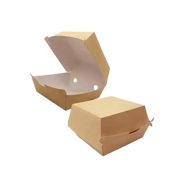 Wholesale Custom Biodegradable Kraft Burger Box Disposable Takeaway Packaging 4