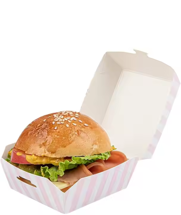 Wholesale Custom Biodegradable Kraft Burger Box Disposable Takeaway Packaging 3