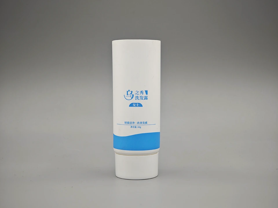 Shampoo Tube PE White Blue Print Twist Cap Round Design 1