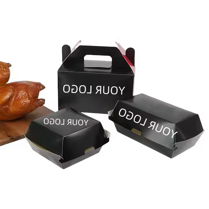 Custom Logo  Size Printed Burger Box Restaurant Takeout Fried Chicken Packaging 1
