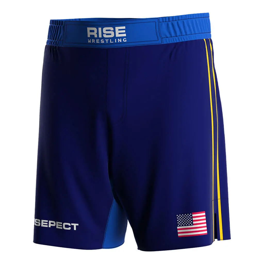 Lightweight Custom Wrestling Shorts Blue for Maximum Performance Factory 1