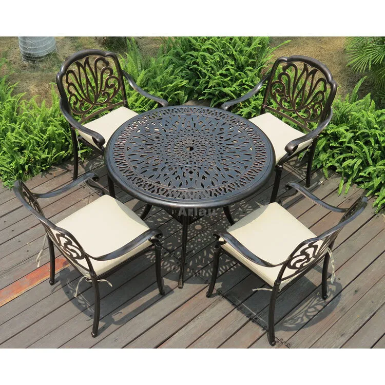 Outdoor cast aluminum balcony garden table and chair combination 1