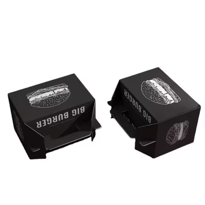 LOW MOQ Customized Eco-friendly Foldable Cardboard Boxes: Ideal for Fried Chicken, Kraft & Sandwich Burgers 1