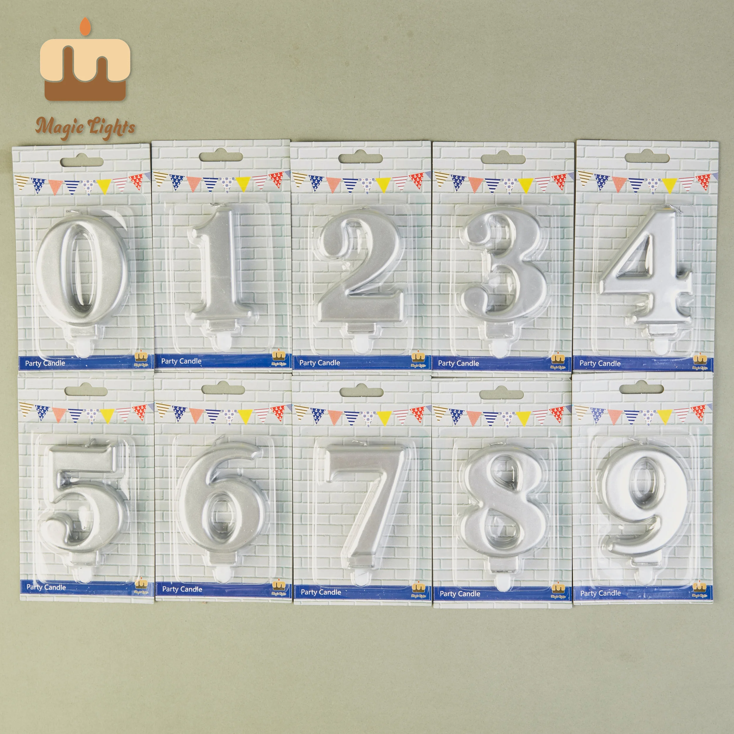 Luci magiche Metallic Silver Numero Candela 7Cm per celebrazione 1