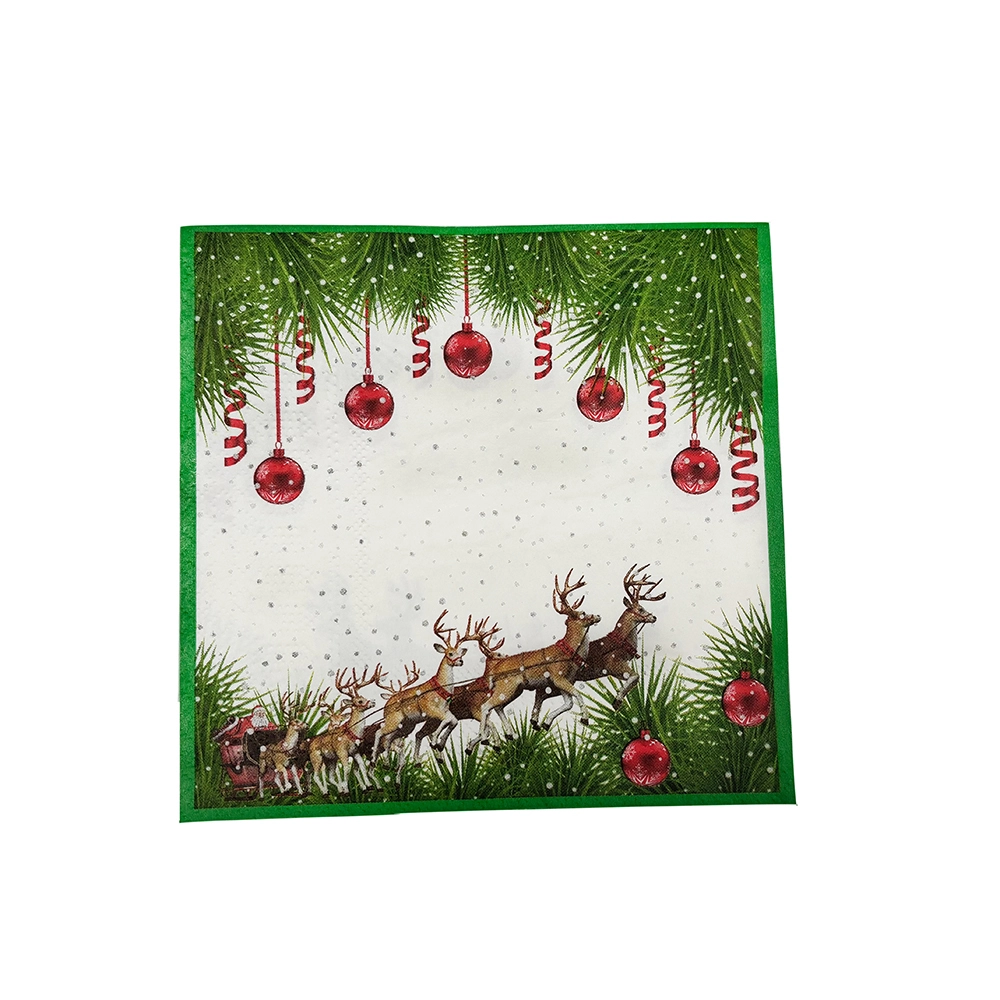 Wholesale 20pcs 33*33cm Christmas Reindeer Printed 3-Ply Paper Napkins Bag Style 3-Layered 1