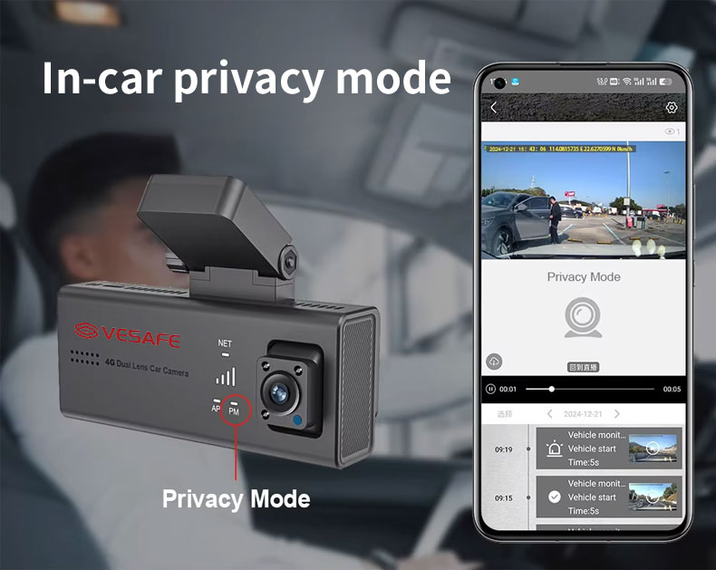 HD 4MP 4G GPS Dual Lens Dash Cam Black Car DVR Microwave radar Parking Monitoring Camera Dashcam 5