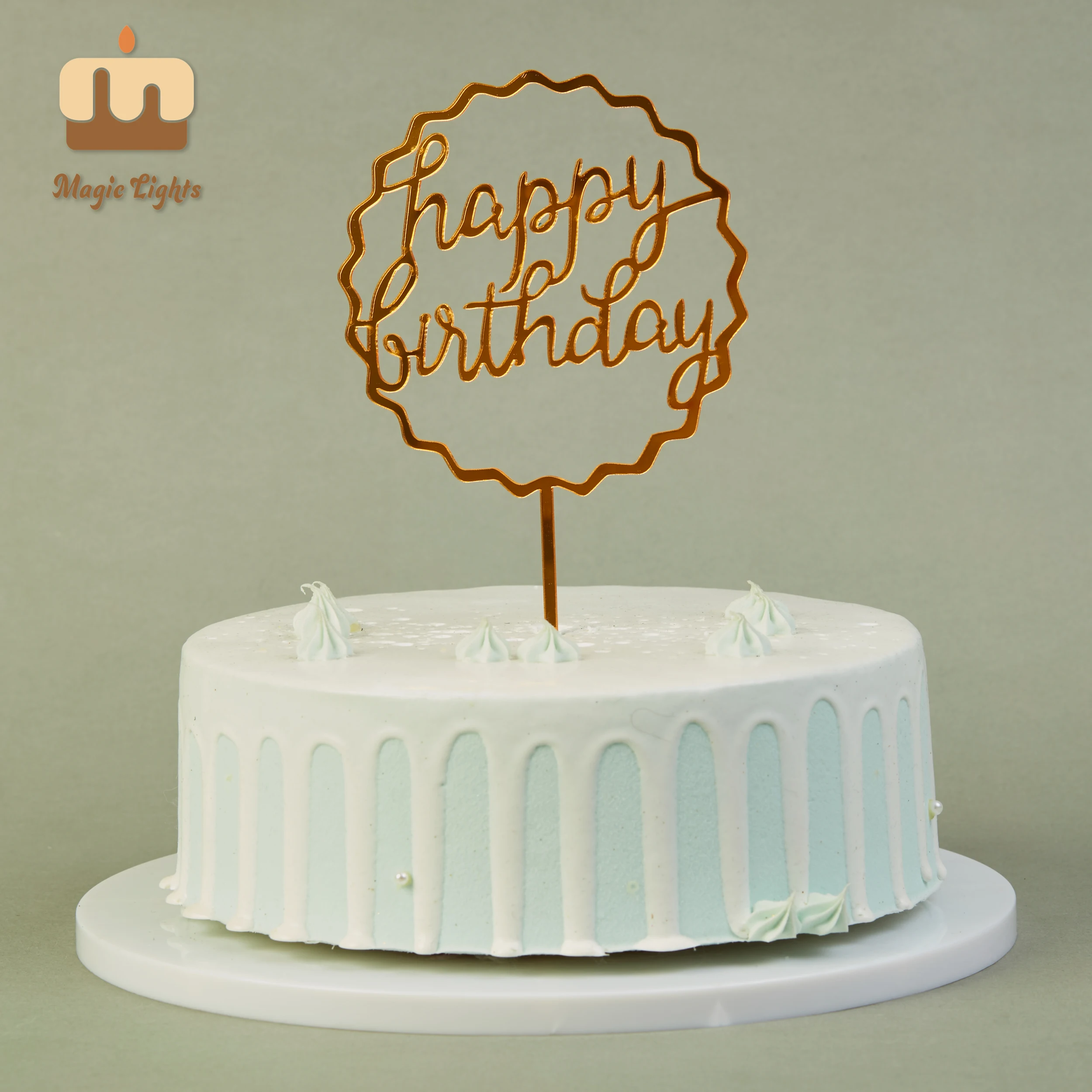 Luci magiche specchio oro topper torta acrilico 1