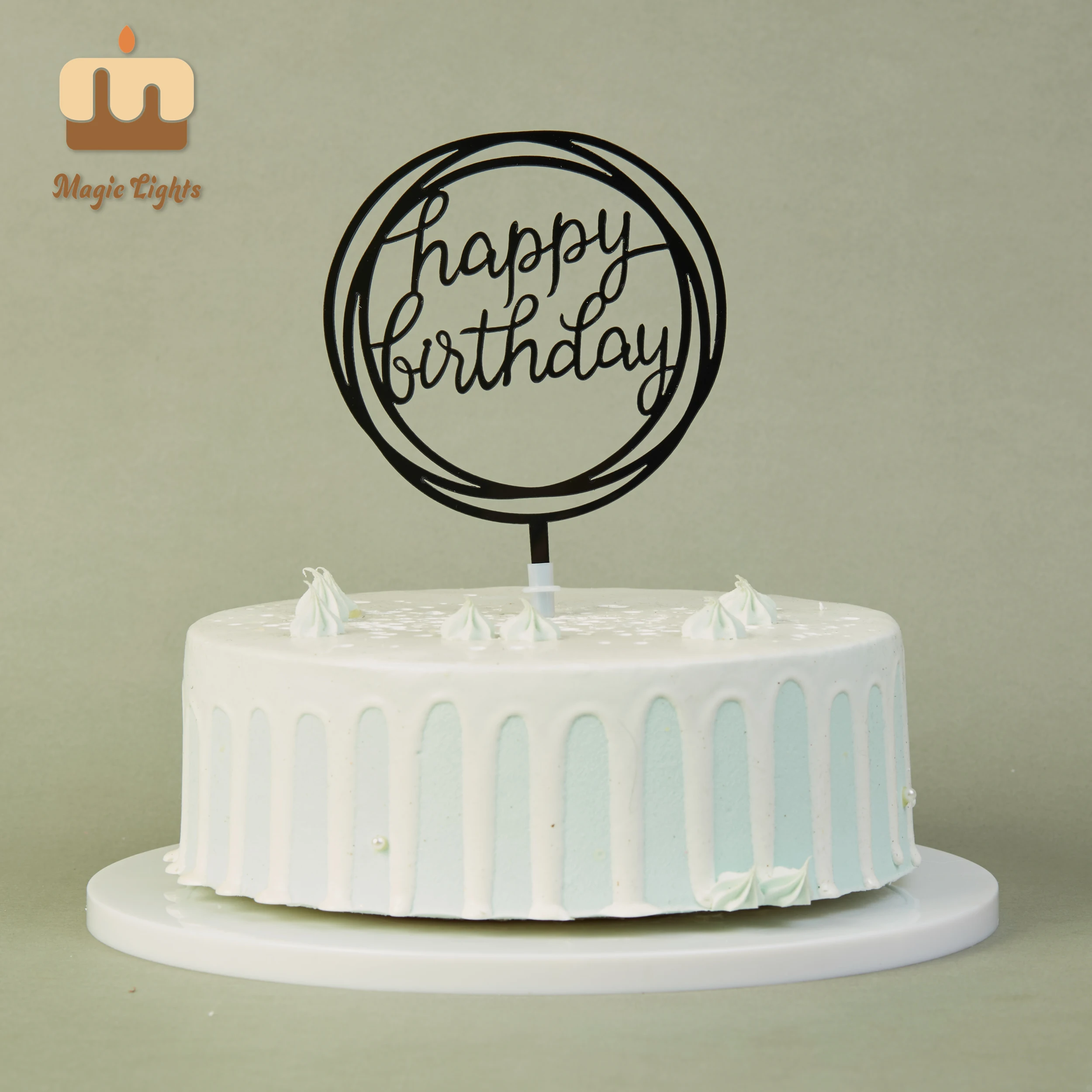 Luci magiche specchio nero topper torta acrilico 1