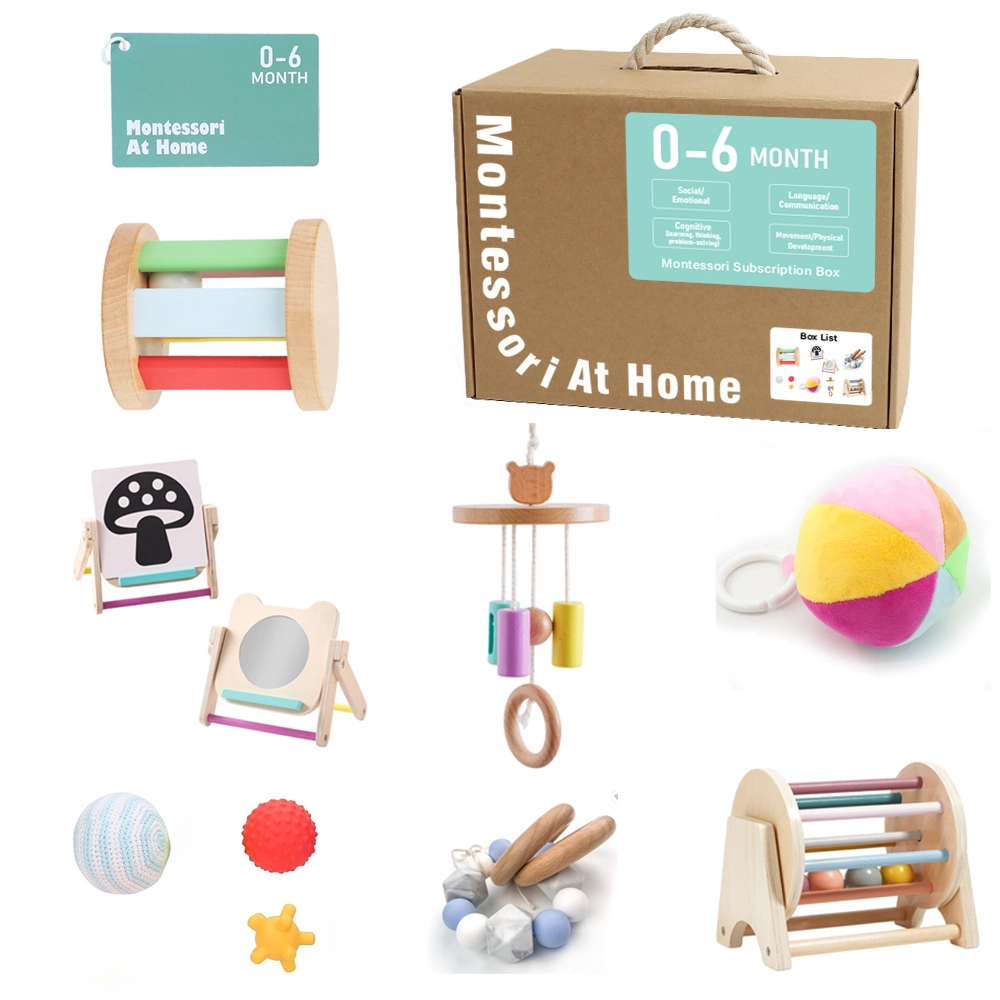 Educational Wooden Toys Montessori Play Kit for 0-6Month Olds 1