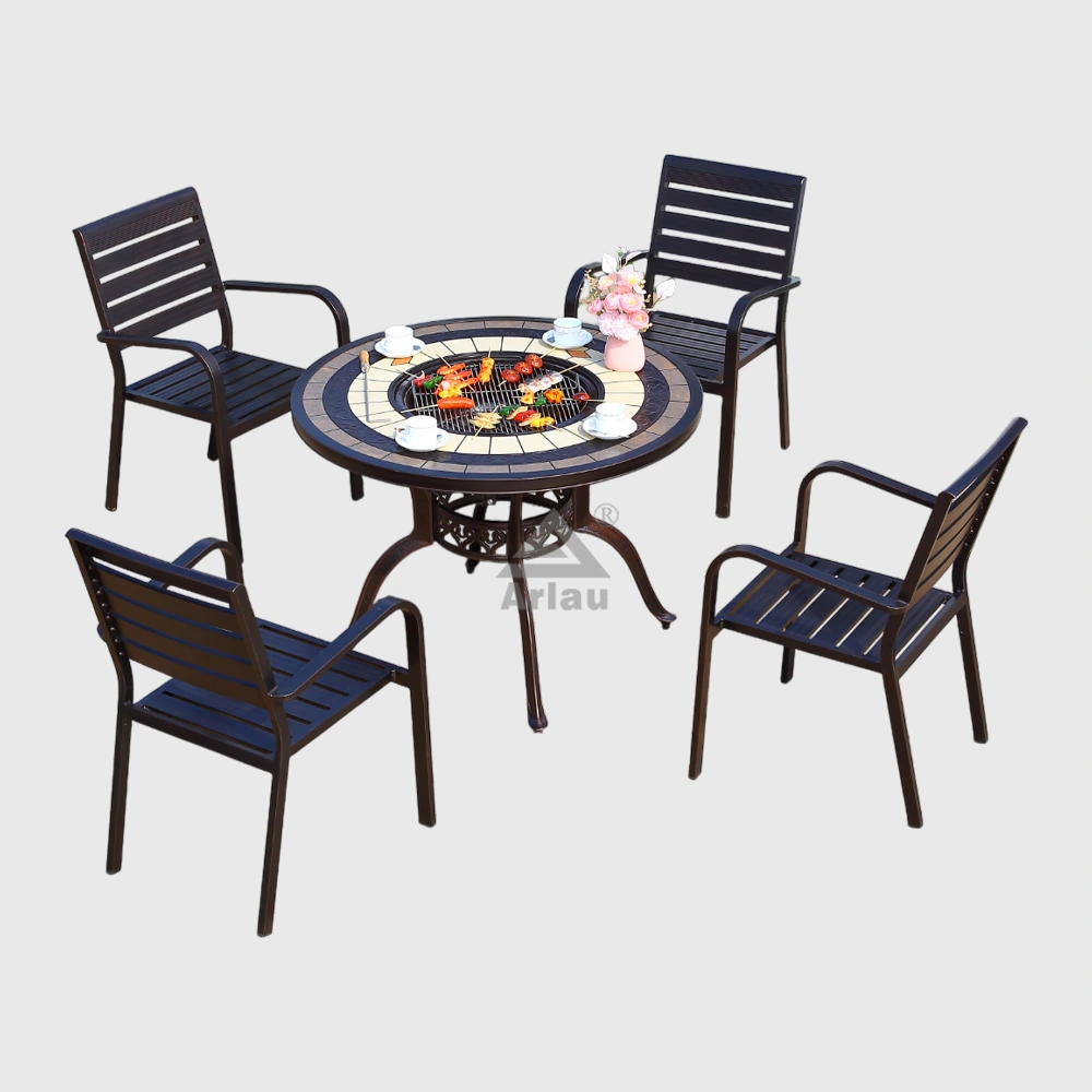 High Quality Outdoor Patio Cast Iron Table and Chair Set Cast Aluminum Garden Furniture 1