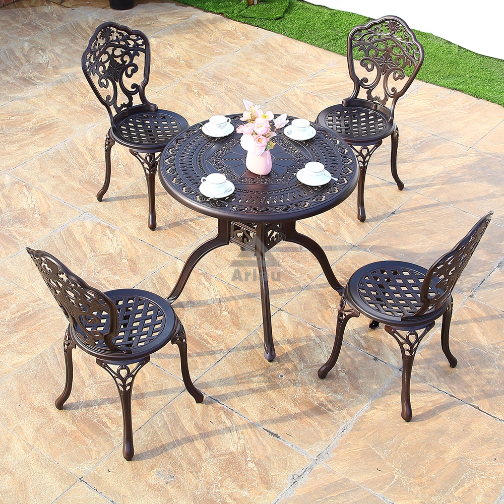 Outdoor cast aluminum combination set balcony garden table and chairs for sale 1