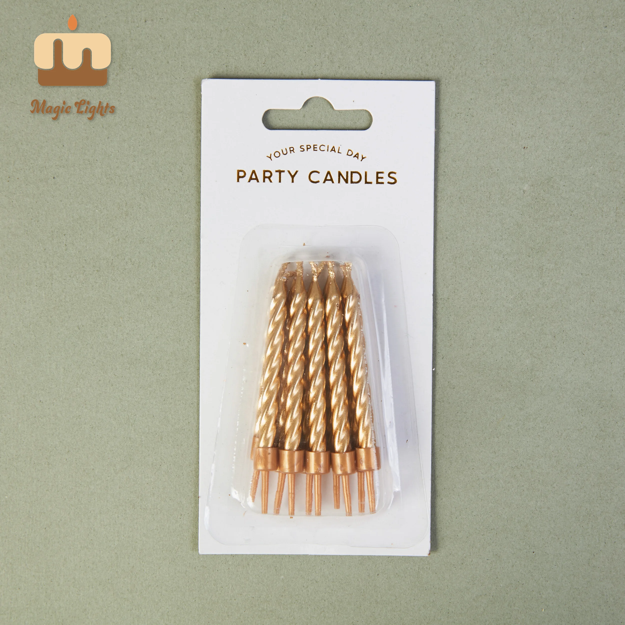 Magic Lights 6cm Metallic Gold Spiral Cake Velas para a festa 1
