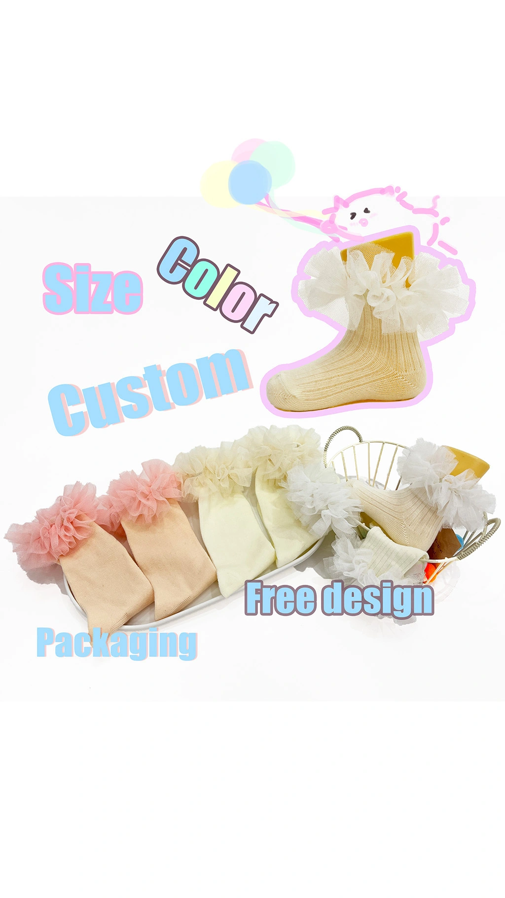 Custom Children Lace Ruffled Knitting Socks for Kids HYC-061 1