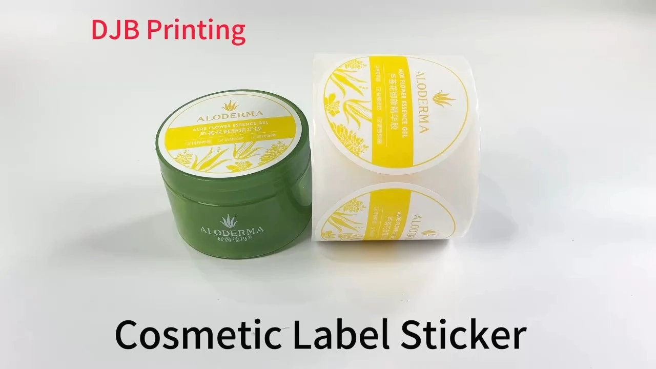 Material de vinilo de pegatina personalizada, pantalla UV de seda, laminación mate, CMYK y spot Color impreso Etiqueta de aloe Vera personalizada para cosmética Pegatina adhesiva personalizada 1