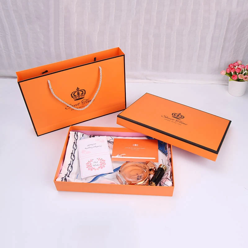 Customized luxury orange scarf gift box empty box, sky and earth cover, scarf, clothing, underwear packaging box, handbag 1