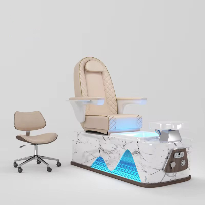 Muebles nuevos de lujo para salón de uñas, sillas de pedicura de lujo, plataforma blanca, silla de masaje Doshower para manicura y pedicura, spa para pies 1